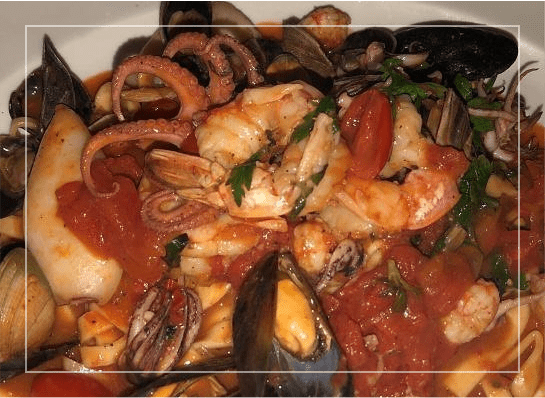 Seafood pasta dish with sauce