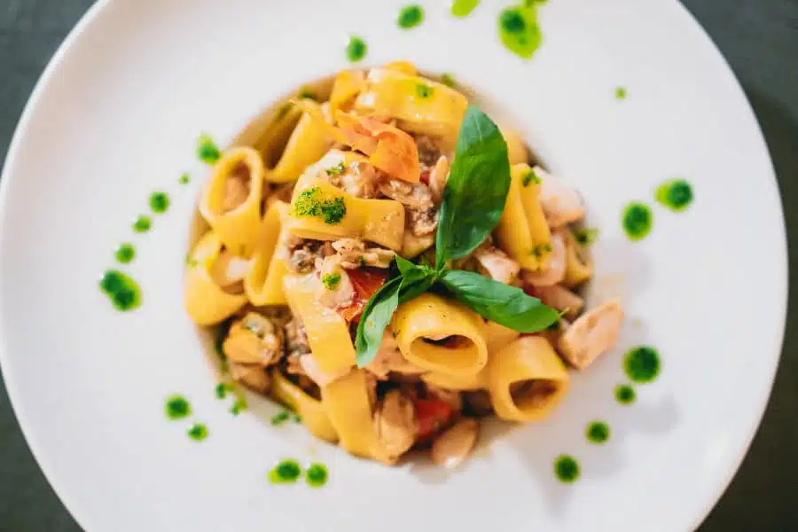 pasta dish at a fine dining Italian restaurant